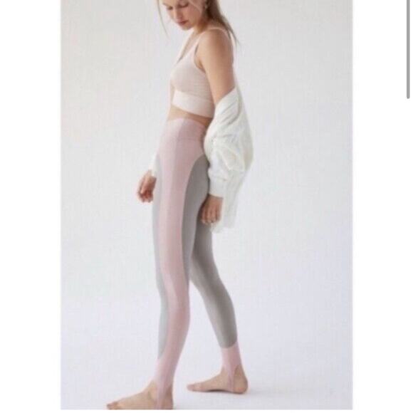 Out From Under Urban Outfitters pink and taupe stirrup leggings, size medium - Picture 2 of 14
